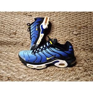Nike Air Max Plus Tn Hyper Blue Black White Yellow Men Size 8 2014 Rare!!